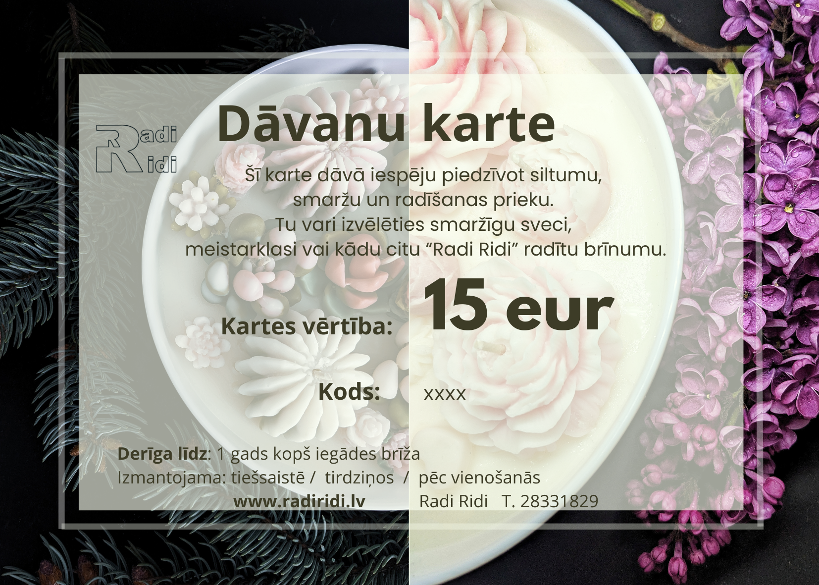 Dāvanu karte 15 eur vērtībā