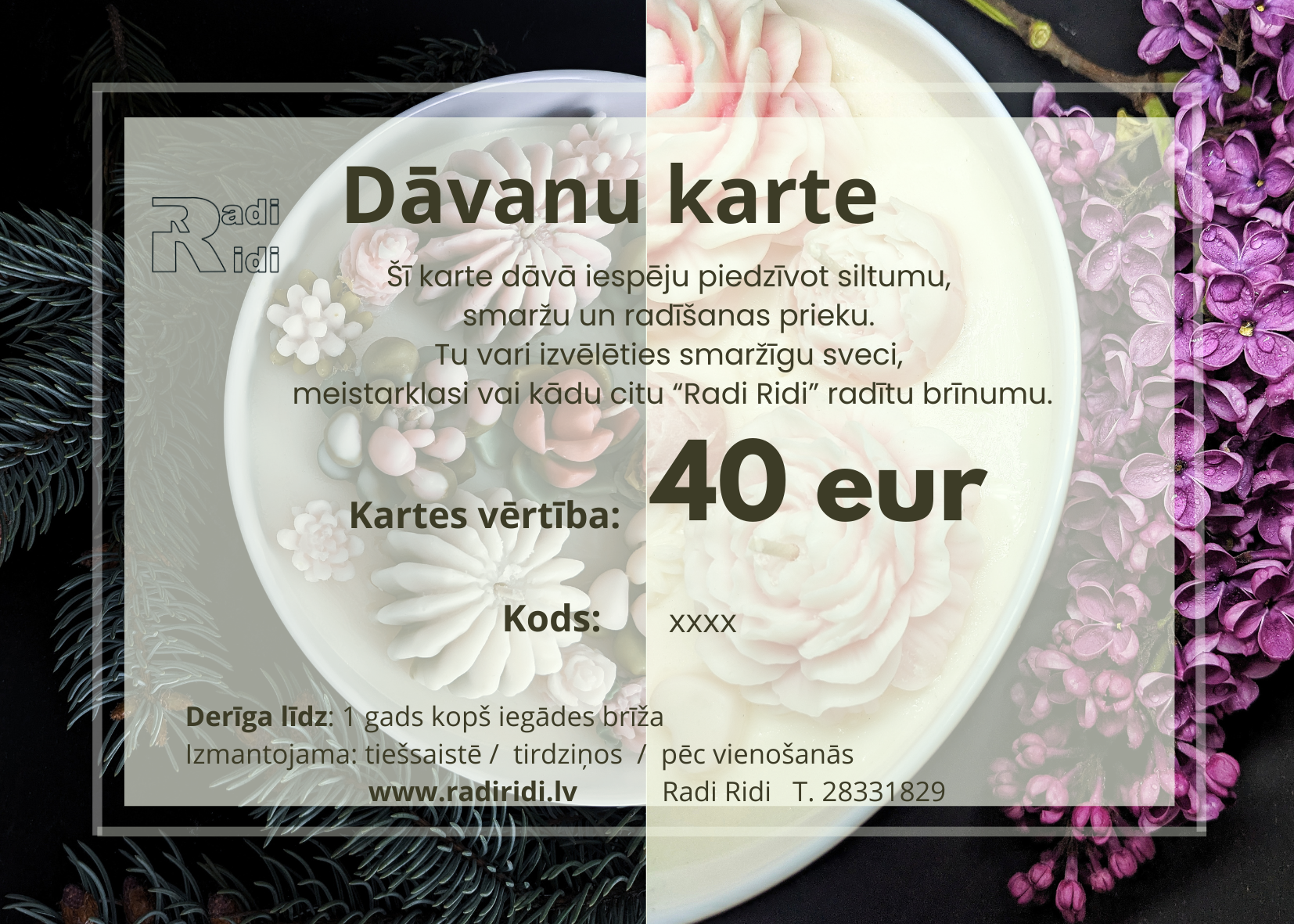 Dāvanu karte 40 eur vērtībā